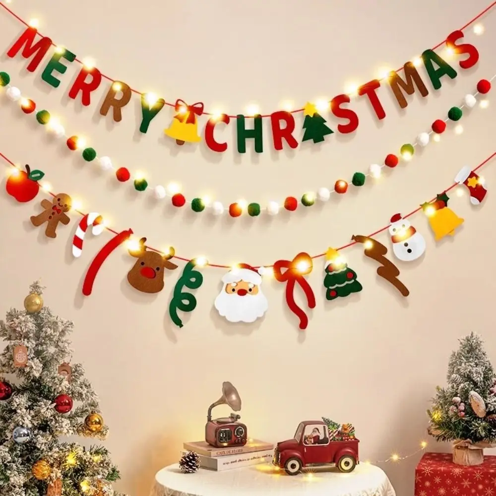 Hanging Ornaments Christmas Banner Festive Garland Pull Flag Design Garland Christmas Ornaments Christmas Theme Felt Material
