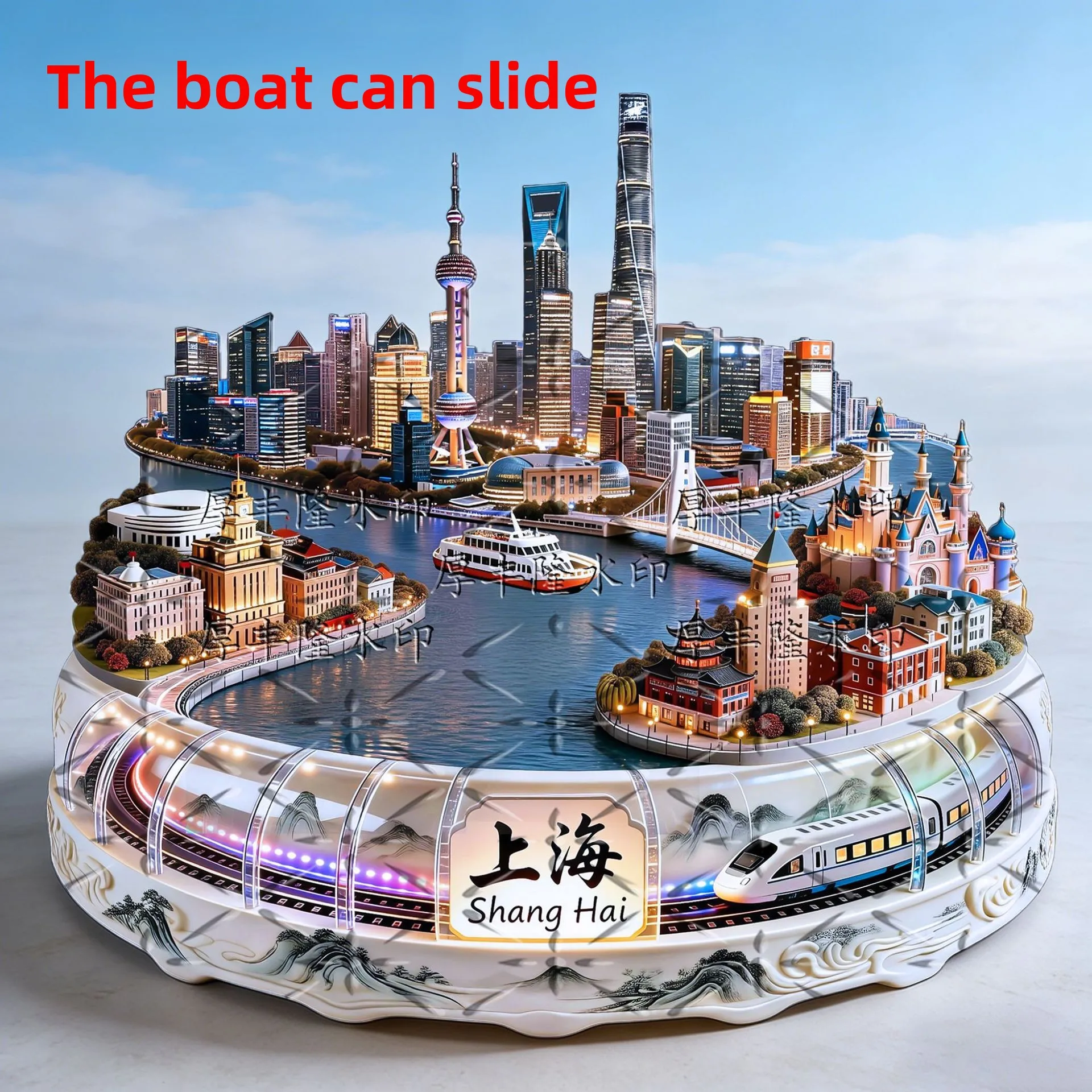 3D Metal Embossed Fridge Magnet Shanghai Lujiazui Night Scene Premium Magnetic Souvenir Creative Gift