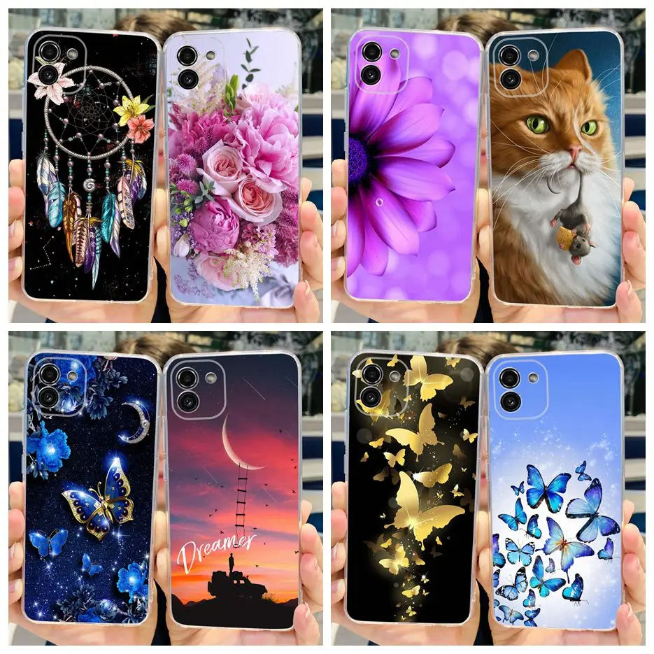 For Samsung Galaxy A03 Case Colorful Painted Cover Soft Silicone Phone Case For Samsung A03 A 03 GalaxyA03 Back Cover 6.5'' Bags