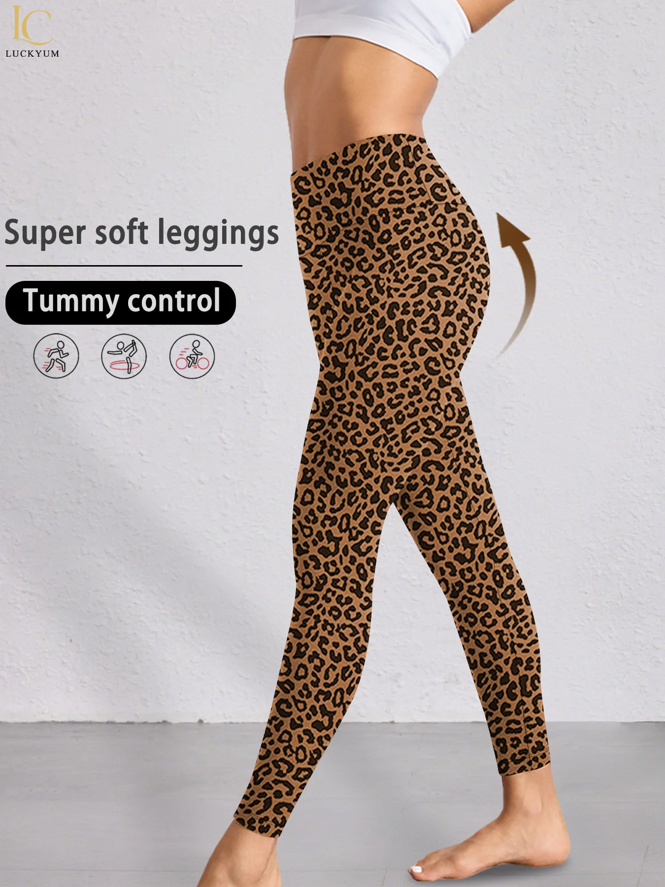 Leopard Print High-Waisted Women's Leggings Super Soft No See through for Yoga Running Workout Push Up Gym Fitness Athletic Wear