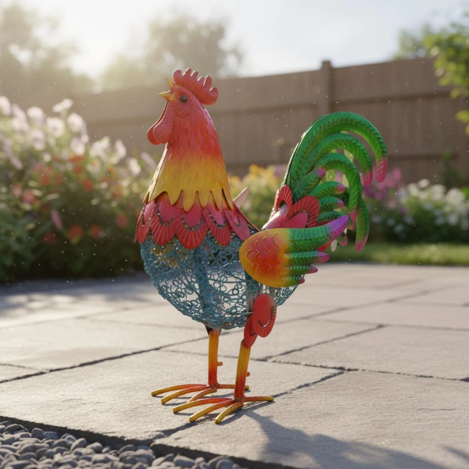 

2 Pieces Iron Cock Sculpture Hand-Painted Metal Cock Sculpture Iron Chicken Ornament Easy to Clean Gift Idea for Patio