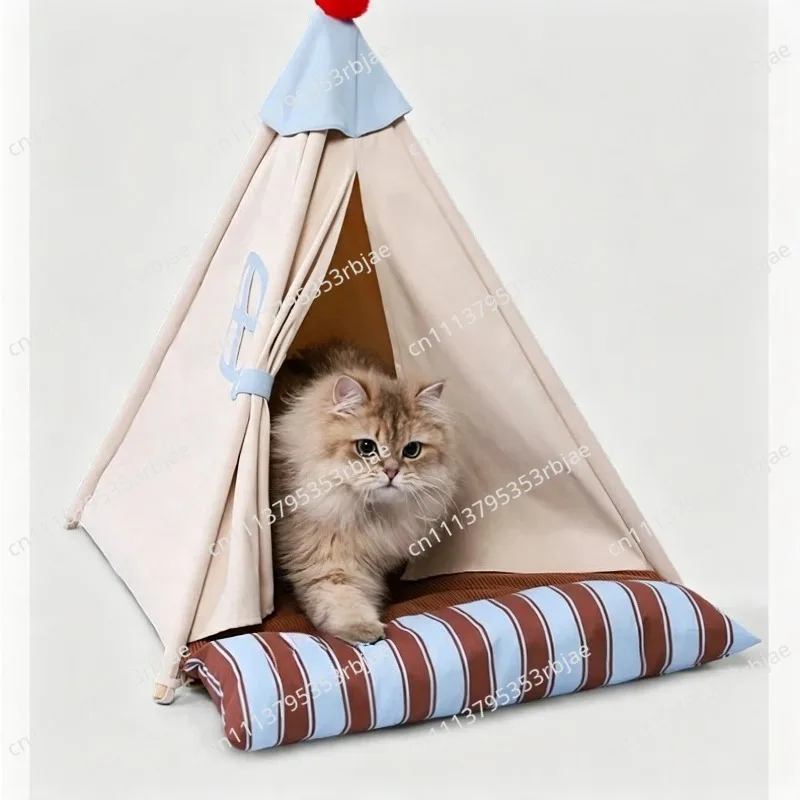 Semi Enclosed Pet Tent Bed All Season Universal Detachable Washable Puppy Dog House Comfort Nest For Small Dogs Cats