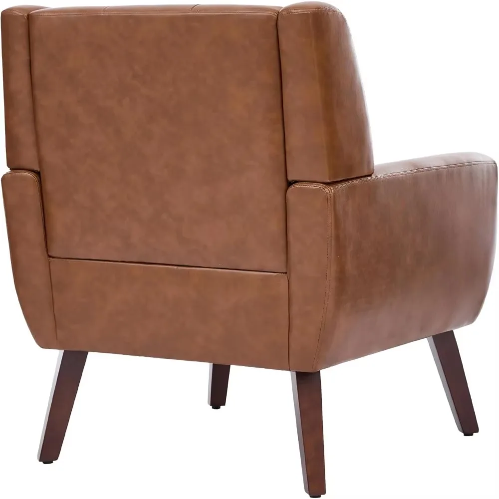 Coffee chairs, comfortable small mid-century modern armchairs with solid wood frame and upholstered cushions