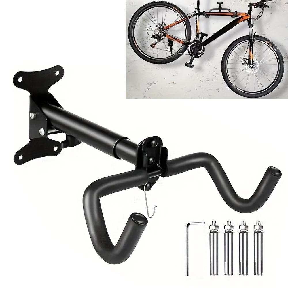 1PC Wall Beam Stretchable Stand MTB Hanging Holder Room Wall Mounted Bicycle Rack 360 Degree Rotating Heavy Duty Storage Rack
