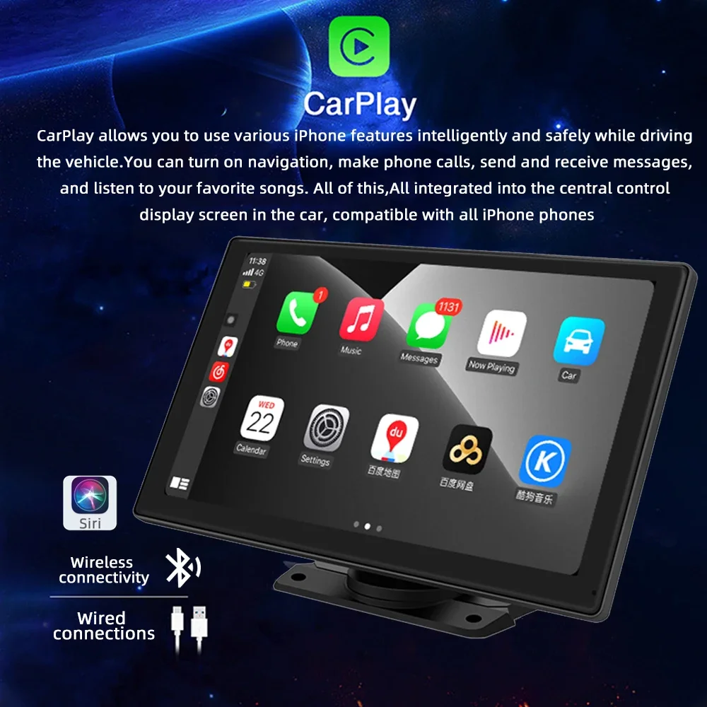 

PND-Q9 ，9-inch Portable Wireless Carplay Car Display GPS Navigation Bluetooth Handsfree Bluetooth 5.0 9 Inch Car Screen‌