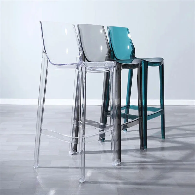 Modern Acrylic Bar Chairs Commercial High Foot Counter Stool High Chair Nordic Plastic Crystal Bar Stools for Kitchen Furniture