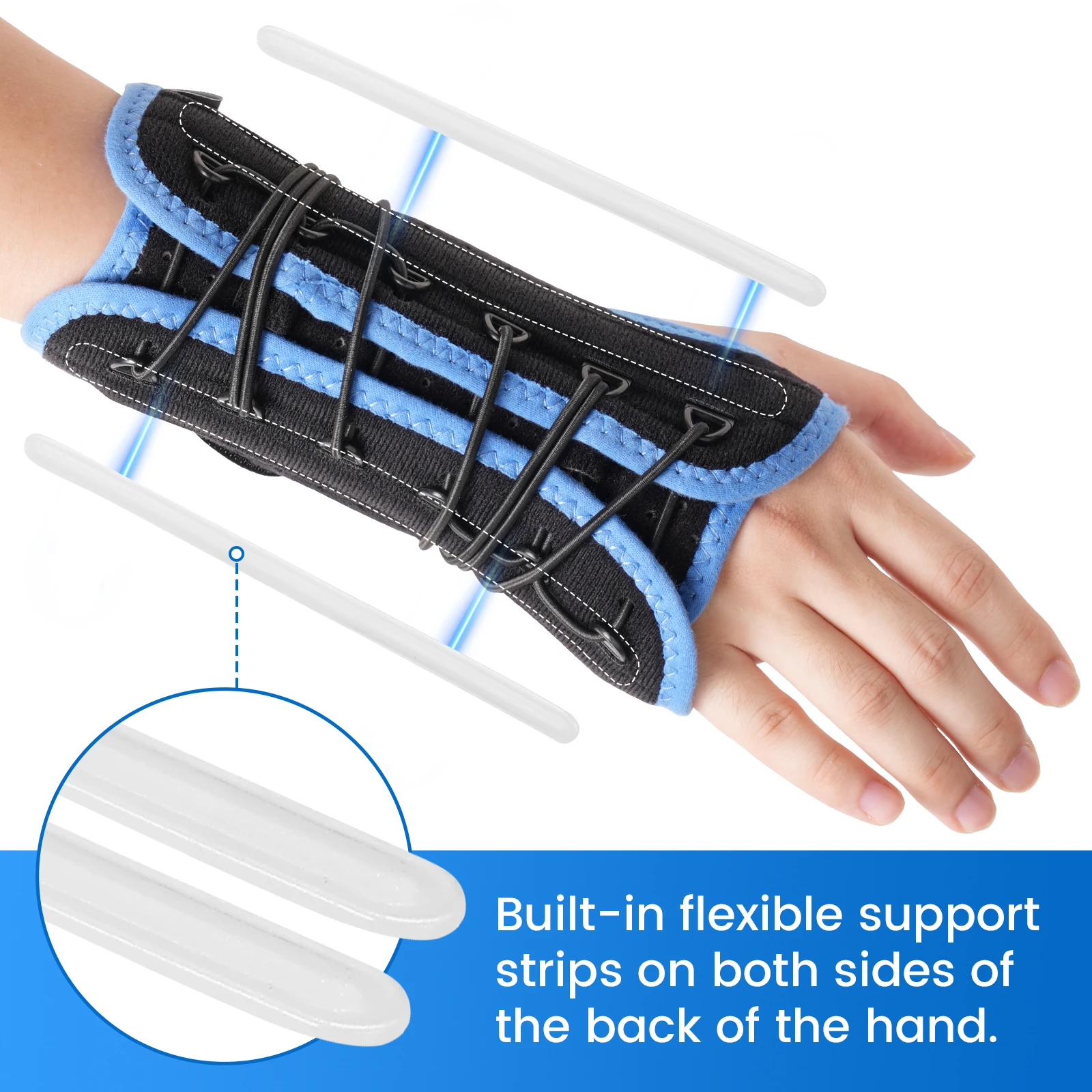 VELPEAU Wrist Splint Orthosis for Sprains Arthritis and Pain Relief Wrist Support with Metal Splint Breathable and Adjustable