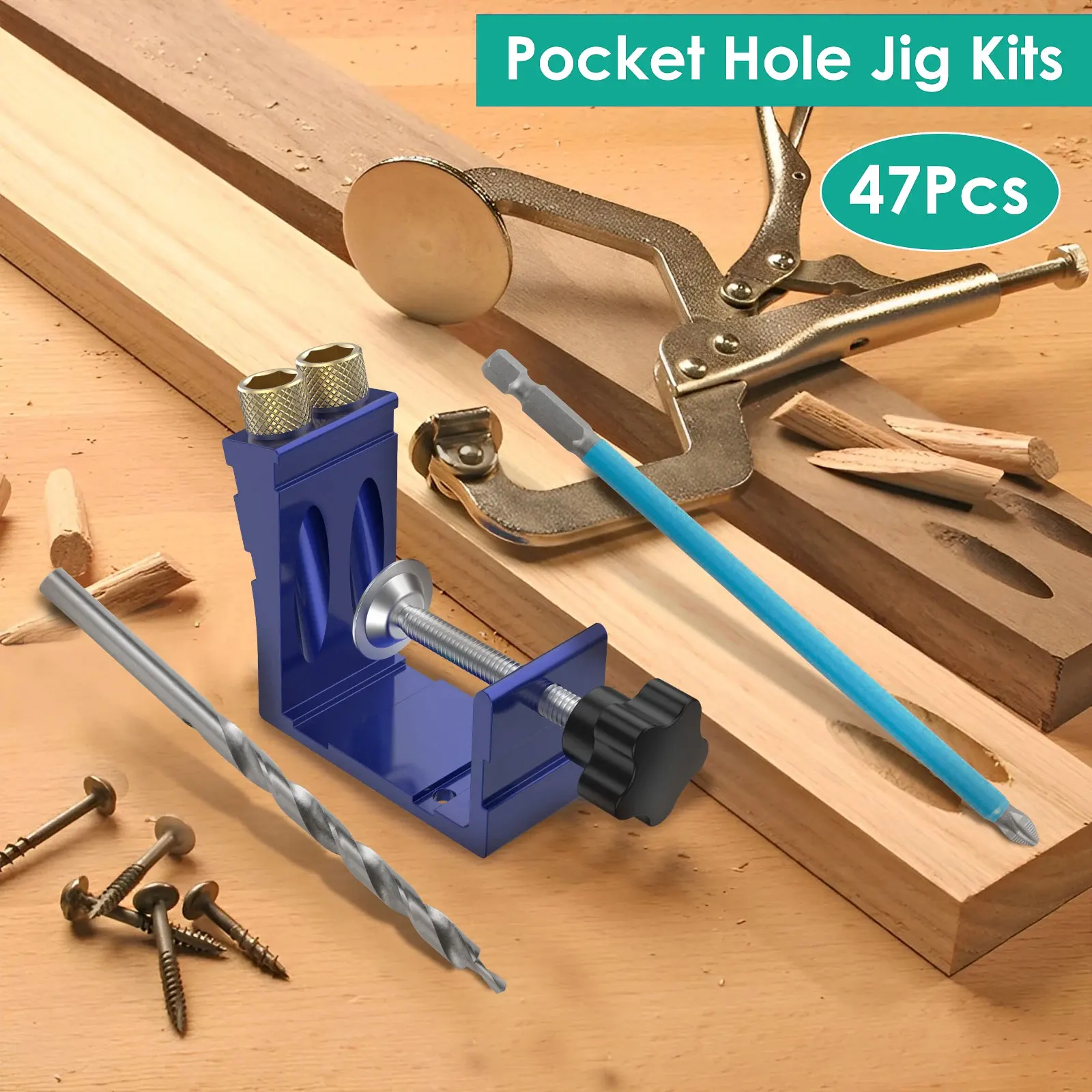 

Pocket Hole Jig Kit Woodworking Inclined Hole Positioner Wood Guides Joint Angle Carpentry Locator Woodworking Tool 15° Angle