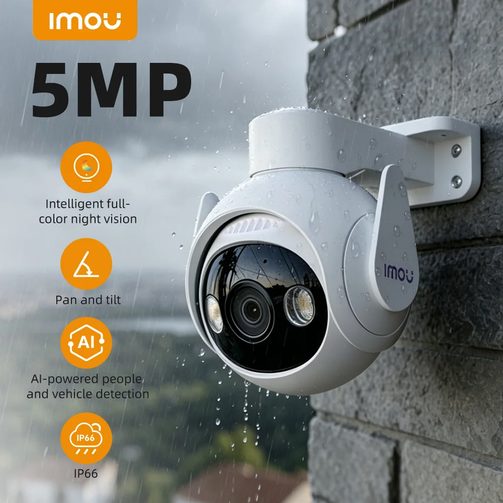 Cámara de seguridad WiFi para exteriores IMOU Cruiser 2, 5MP, 3K, IA, seguimiento automático, detección de personas y vehículos, visión nocturna impermeable IP66