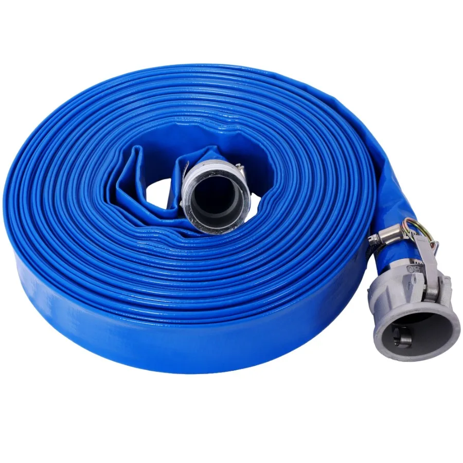 

2X100FT Pool Backwash Hose Heavy Duty Reinforced Blue PVC Lay Flat Water Discharge Pump Hoses For Swimming Drain Pools and Clea