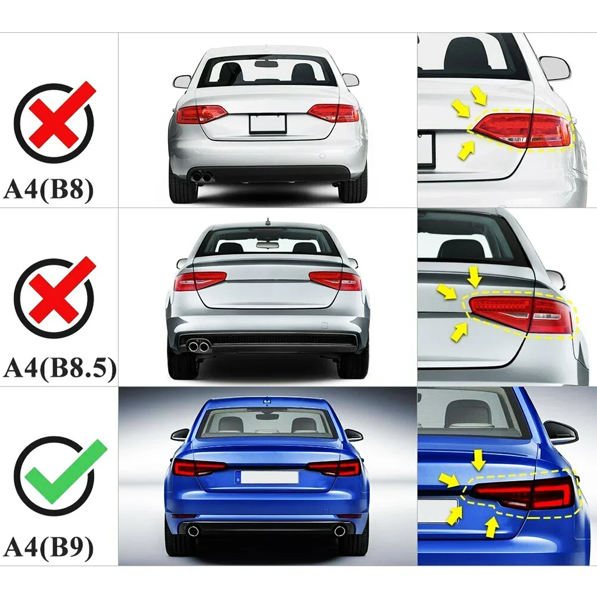 For 2017-2022 Audi A4 B9 Sedan V-Type Carbon Fiber Look Rear Trunk Spoiler Wing