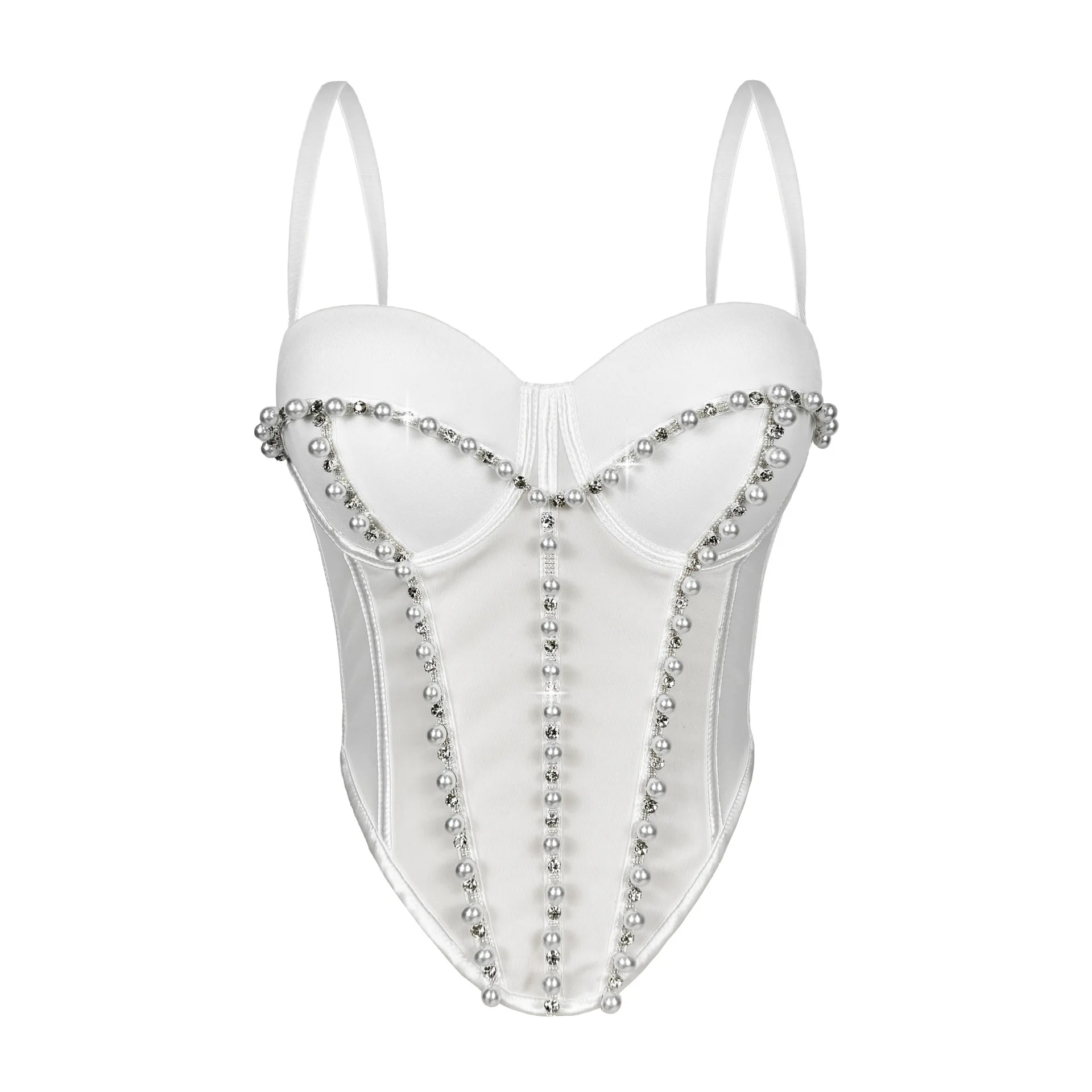 

New Pearl Flash Diamond Fish Bone Bra, Body Sculpting, Waist Trimming and Thin Suspender Vest and A Backless Sexy Top
