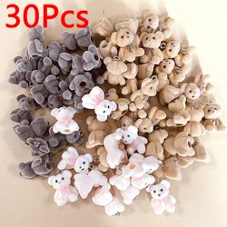 30pcs Bulk Wholesale Small Bear Resin Charms Cute Flocked Animal Pendants For Earring Necklace Bag Key Chians Diy Jewelry Make