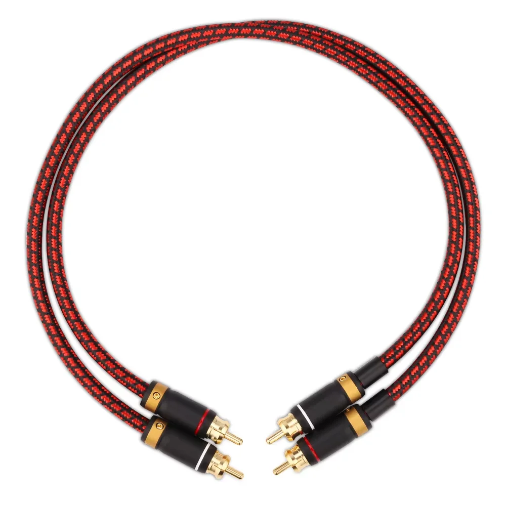 KGUSS 2Pcs/Pair 4N-OFC Professional RCA to RCA Audio Cable For Amplifier DAC TV Power amplifier speaker connection cable