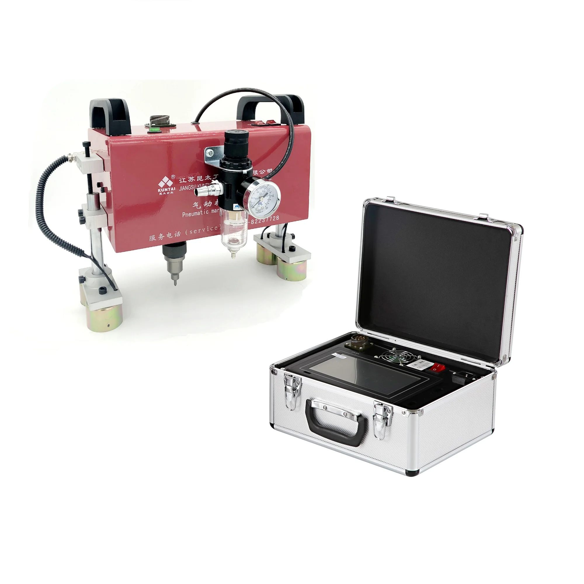 KUNTAI Portable Pneumatic Dot Pin Marking Machine Handheld Metal Chassis with Core Motor Vin Code Number Detection