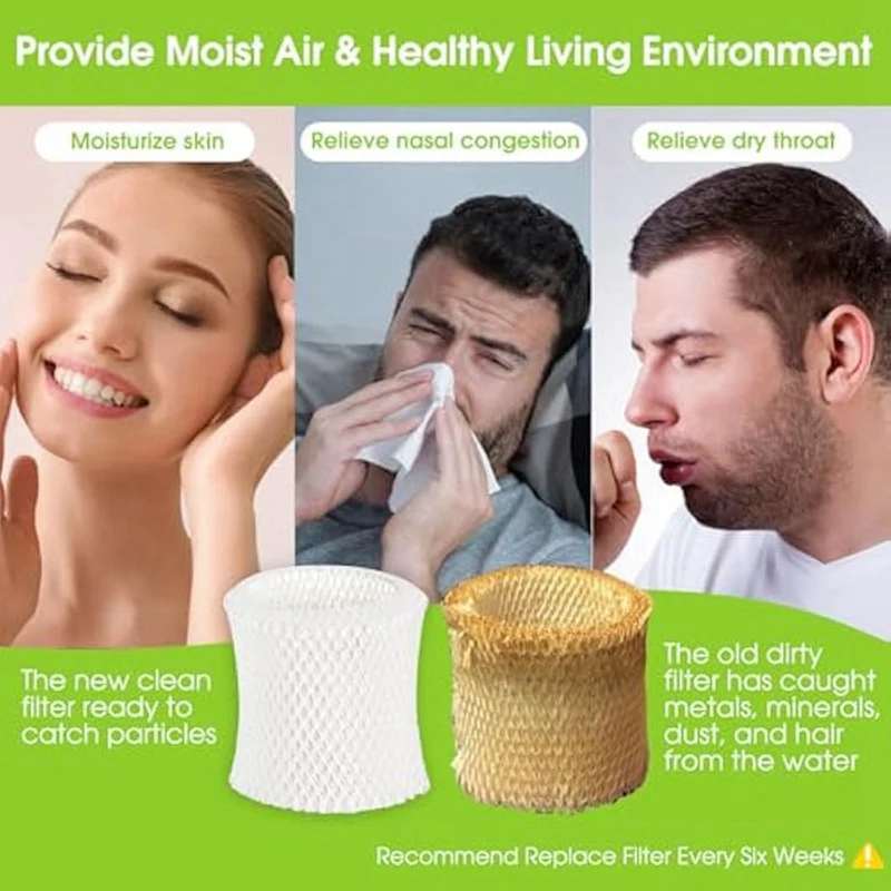 Abgr-filtro de substituição de umidificador para cabeceira de dossel e berçário, 6 pacotes de filtros de substituição de absorção de umidificador