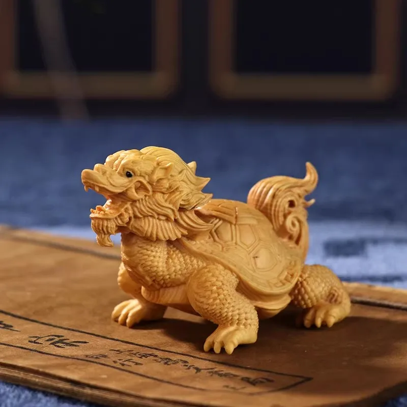 Cliff Cypress Carved Dragon and Tortoise Ornaments Desktop Decorations