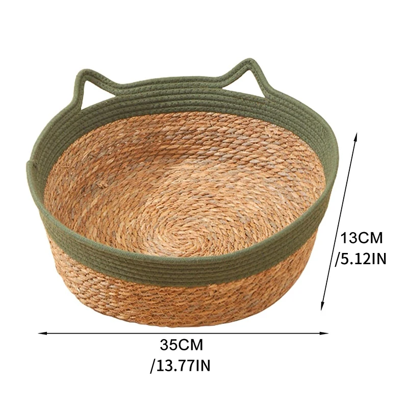 New Pet Cat Bed Circular Handwoven Vine Cat Bed Summer Cool Cat Basket Cotton Rope Cat Catch Basket Cat Nest Pet Supplies