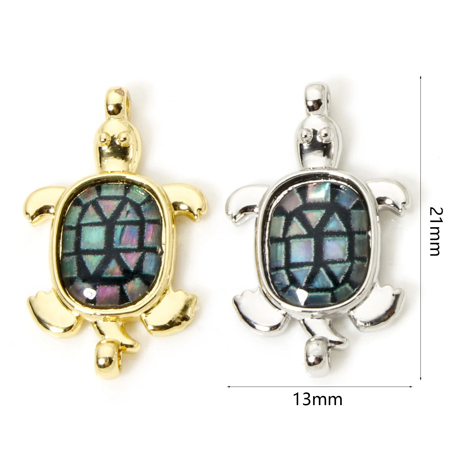 2pcs Brass Charms Multicolor Resin Ocean Sea Turtle Animal Connectors For Women DIY Jewelry Making Necklace Bracelet 21mm x 13mm