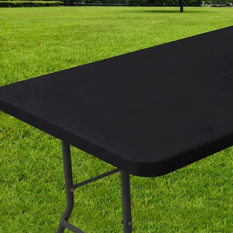 Polyester Stretch Tablecloth Tight Elastic Fitted Rectangular Table Cover Washable Wrinkle Resistant Patio/Wedding Table Cover