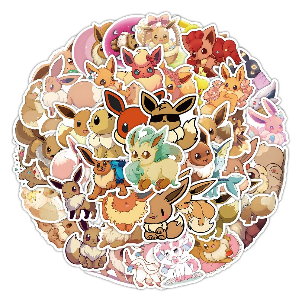 10/30/51PCS Pokemon Kawaii Eevee Cartoon Cute Funny Graffiti Sticker Decoration Laptop Luggage Guitar Waterproof Decal Kids Toy