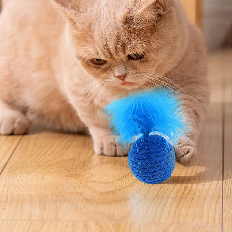 Feather Toys For Indoor Cats Interactive Kitten Toys Bite Resistant Cat Toy Feather Ball Cat Toys With Feathers For Cats Pets