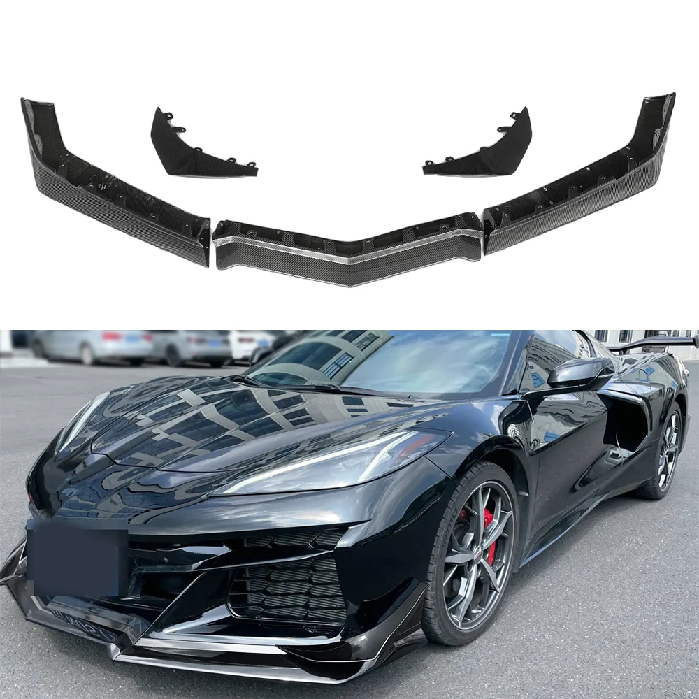 DRY Carbon Fiber Front Bumper Lip Front Canards Upgrade for Chevrolet Corvette C8 Z06 Coupe 2-Door 2023 Front Lip