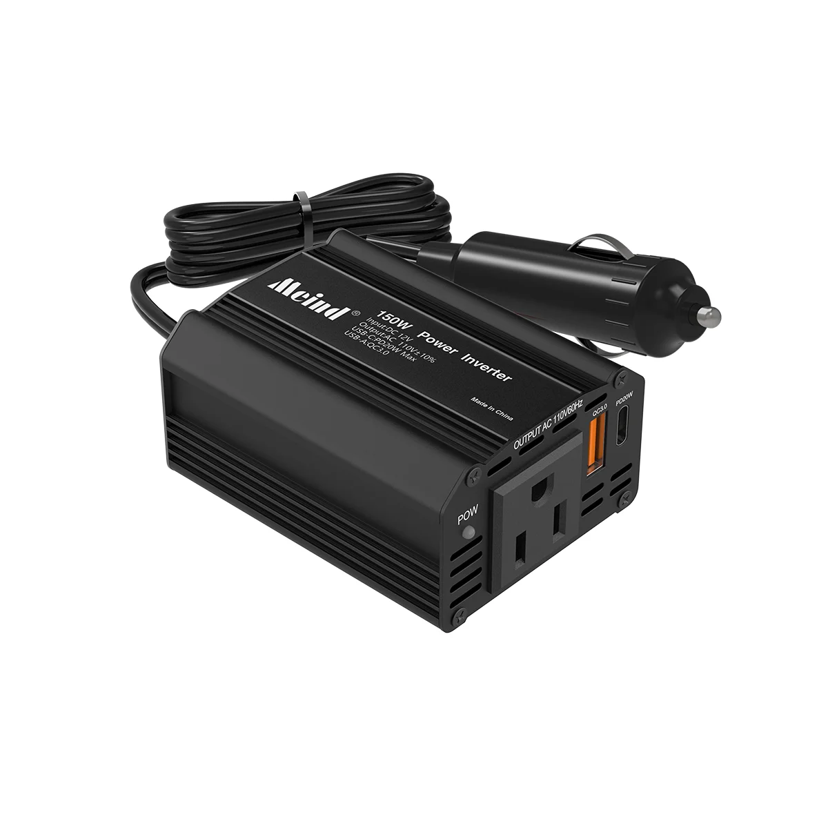 Meind 150W Car Power Inverter PD 20W&QC 3.0 USB Charger DC 12V to AC 110V  Converter Laptop Charger Outlet Adapter for Car