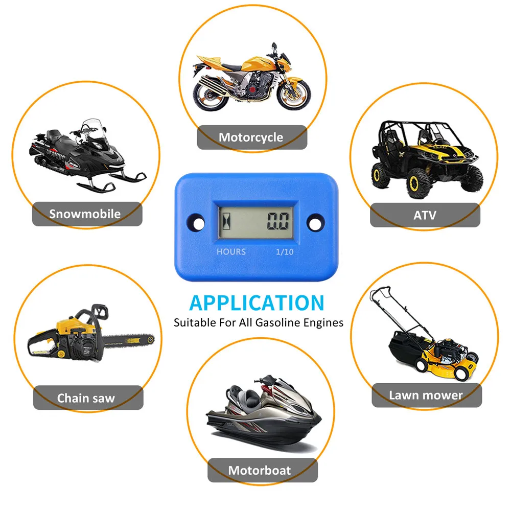 Contaore digitale Contatore LCD per strumenti moto ATV Orologi Motoslitta Generatore di barche a benzina Accessori per auto da bici