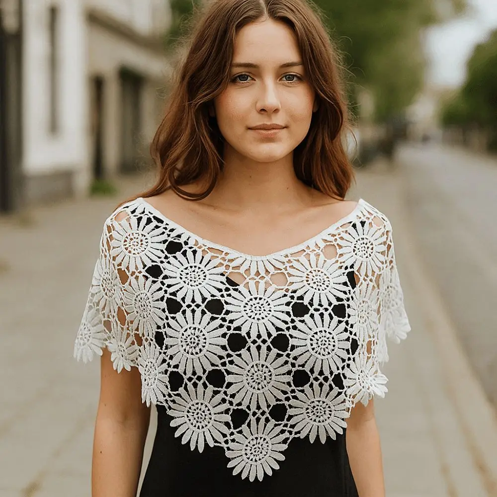 الحلو الإبداعية كاذبة الكروشيه طوق تول الدانتيل DIY بها بنفسك الدانتيل شال المعطف المطرزة تقليم بوهو شيك وهمية طوق الملابس والاكسسوارات