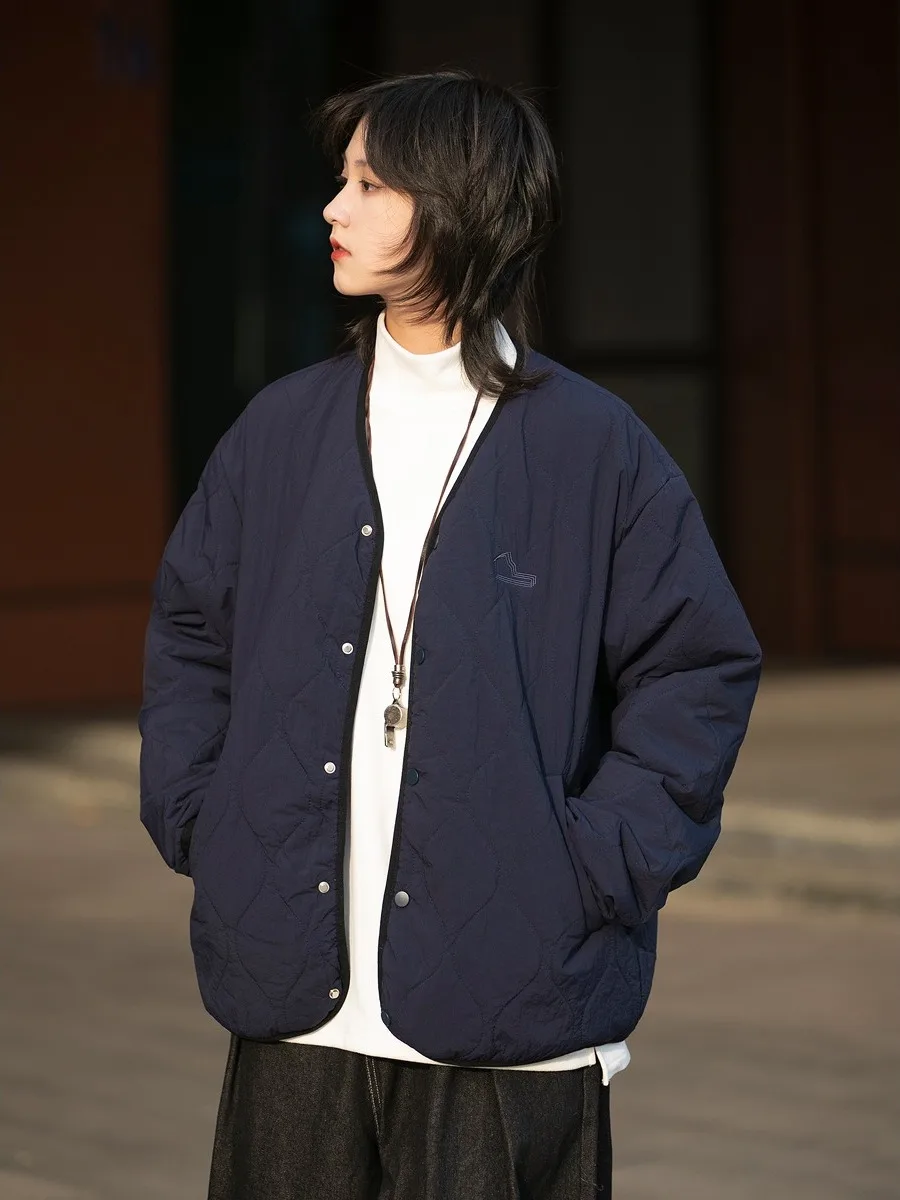 

Japanese Sle Thiened Warmth Cotton Jaet Men's Loose Fit Layering Large Size Outerwear Youth Faion Autumn Winter