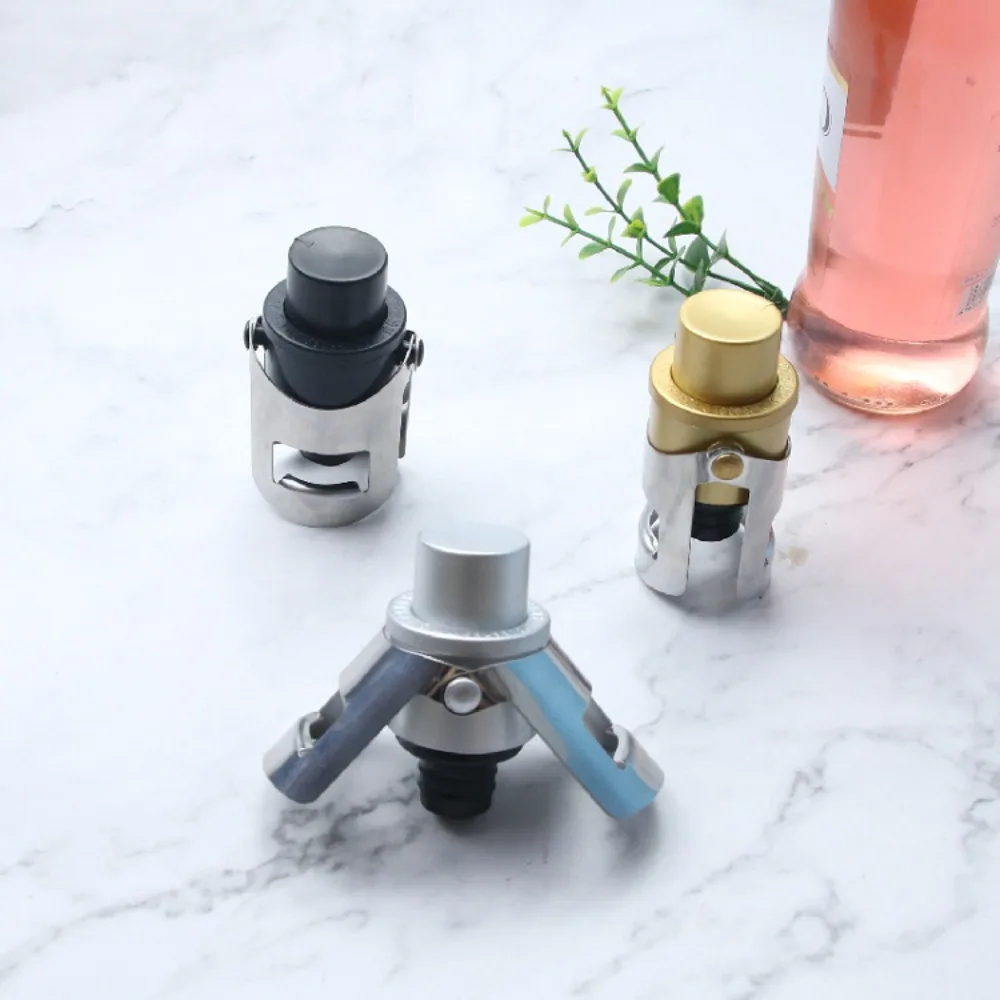 2pcs Built-in Pressure Pump Vacuum Champagne Stopper with Time Stamp Reusable Champagne Sealer Dual-ear Design Preservation