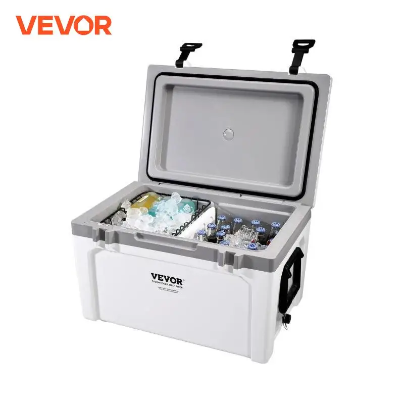 VEVOR 25/33/45/52QT Portable Hard Cooler Fully Insulated Ice Chest Cooling Box Goods Basket for Beach Outdoor Camping Travel