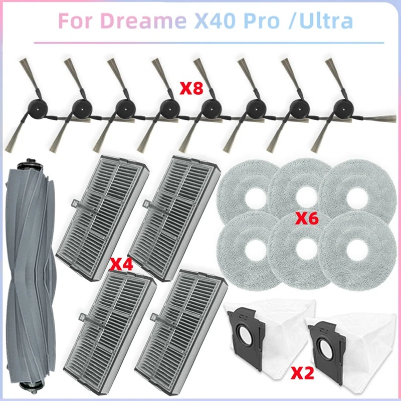 M11kfor Dreame X40 Ultra / L40 Ultra, MOVA P10 Pro Ultra Parts Main Roller Side Brush Hepa Filter Dust Bags