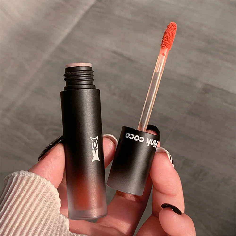 Lápiz labial no fácil de decolorar, líquido de barro, cosmético mate, brillo de labios, soporte de maquillaje, lápiz labial Tubular