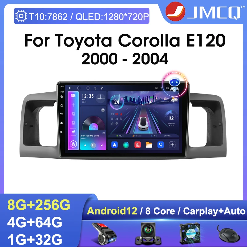 

Автомагнитола 9 "2 Din Android 12 для Toyota Corolla E120 2000-2004 мультимедийный плеер GPS 4G WIFI Carplay автомобильное Стерео DVD головное устройство