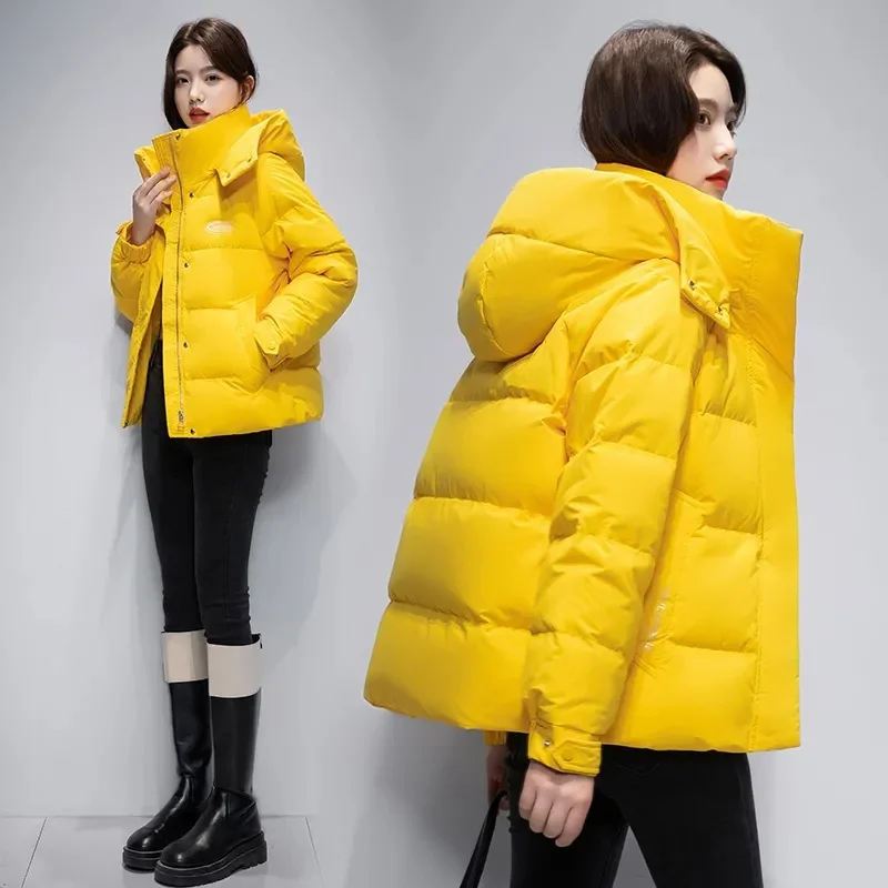 2024 New Style Korean Fashion Winter Jacket Short Down Bread Service Woman Snow Wear Puffer Coats Loose Warm Parkas Hooded Outwe