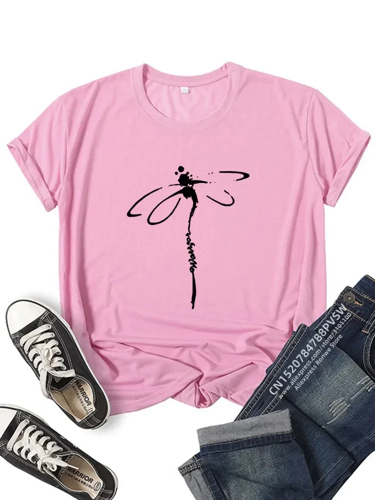 Female Funny Mom Gift Sreewear Clothes Women Motif libellule Dragonfly Funny Print T-shirt Girl Daily Y2K Harajuku 90s Tee Tops