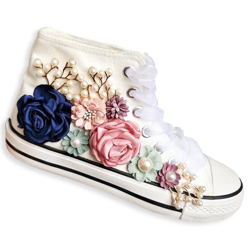 Spring Summer Canvas Shoes 2024 Spring Parent-child 3D Flower Girls Canvas Shoes Women Sneakers Lady Casual Shoes Single