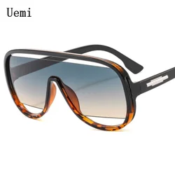 Gafas de sol Retro de una pieza para hombre y mujer, lentes de gran tamaño, marca de lujo, gradiente, UV400