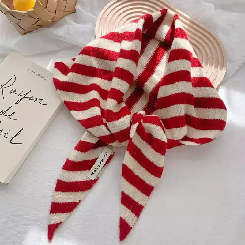 영국식 한국 삼각 스카프 니치 울 삼각 스카프 여성용 헤드스카프 니트 스카프 다기능 따뜻한 니트 스카프