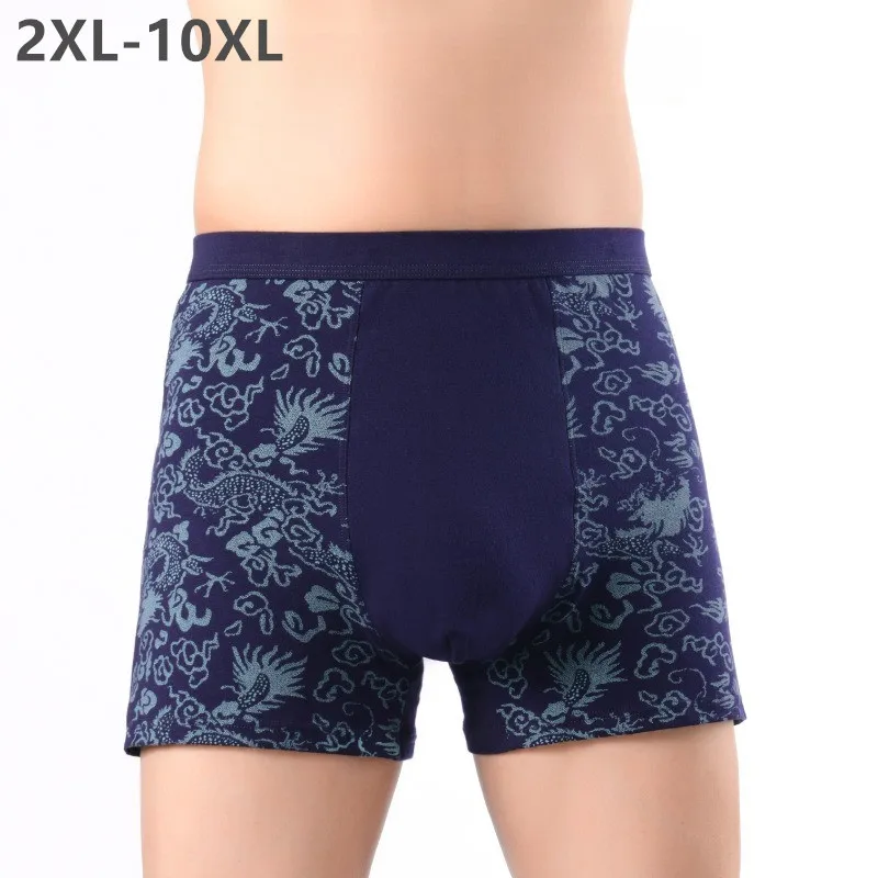 

Men Cotton Boxers Shorts Plus Size 10XL High Waist Panties 9XL 8XL Deep Crotch Underpants Large Breathable Loose Male Underwear
