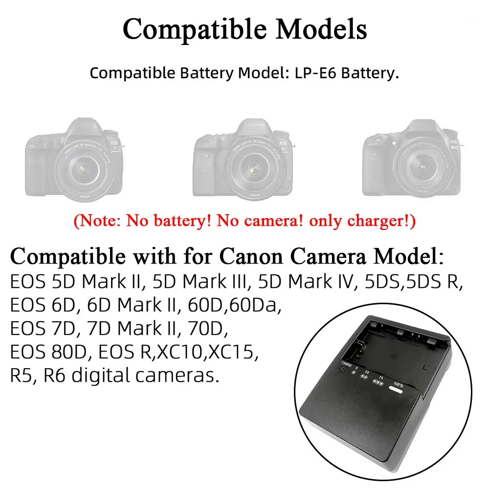 LC-E6E LP-E6P Power Tool Parts for Canon Camera EOS 70D 60D Mark III 5D Mark IV 5DSR 6D MARK II 60D 80D 7D R5 R6 Battery Charger
