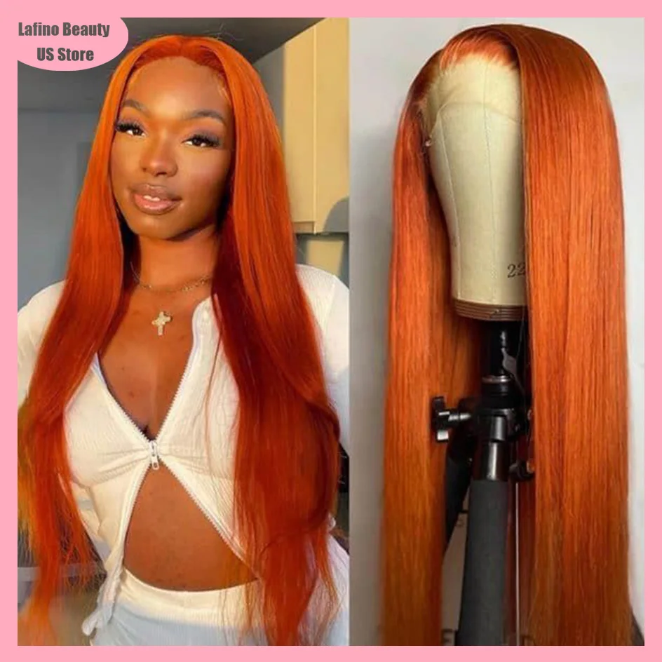 Lafino Orange Ginger Human Hair 350 Hd Lace Frontal Wig 13x6 Straight Hd Lace Frontal Wig 13x4 Colored Lace Front Wig Human Hair