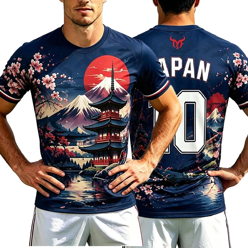 2026New Custom Name Japanese Printed Football Uniform Summer Football Training Uniform Men's And Women's Streetwear Top T-Shirt