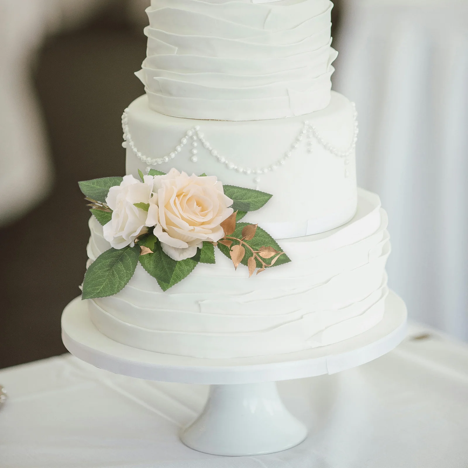 

2Pcs Fake Floral Arrangements Elegant Artificial Flowers for Dining Kitchen Cake Decoration Party Table Centerpiece Decor