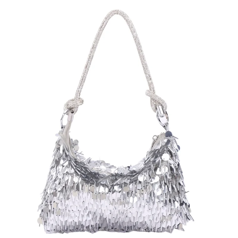 

Ручная сумка на одно плечо подмышками с блестками и стразами, сумка в форме полумесяца, вечерняя сумка для музыкального фестиваля