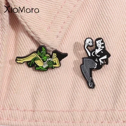 Horror Movies Inspiration Enamel Pins Monsters with Girl Halloween Metal Brooches Lapel Backpack Badge Jewelry Gifts For Friends