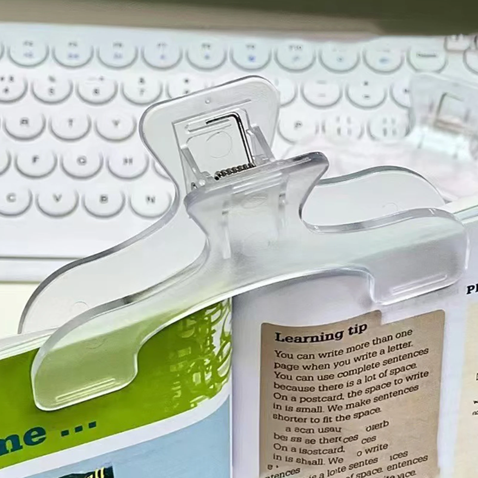 Anti-Slip Soft Pad Extra Large Clear Book Clip Plastic Page Holder - close-up view