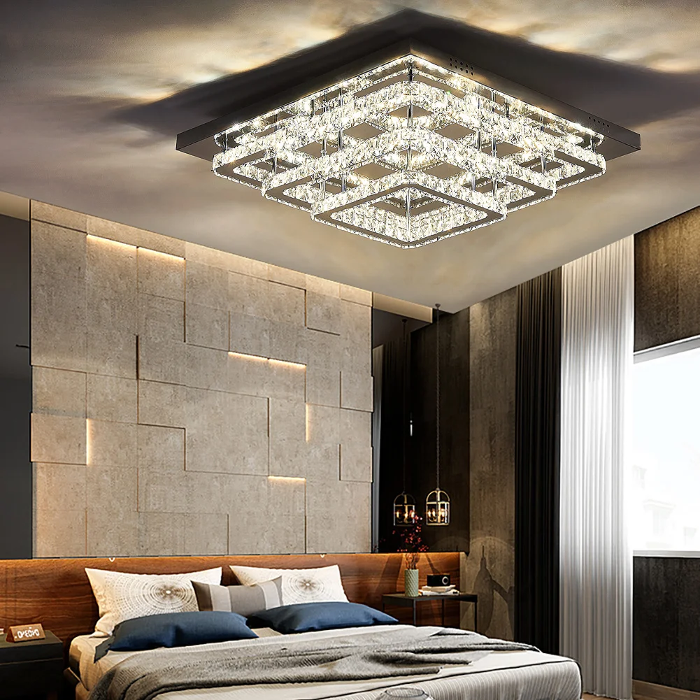 Modern LED Ceiling Light Crystal Chandelier Lamp, 70CM Dimmable